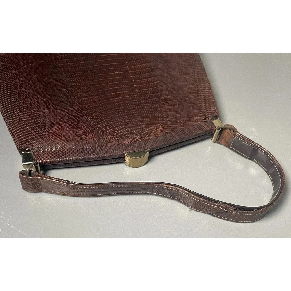 Vintage Bellestone Reptile Embossed Leather‎ Women's Satchel Handbag